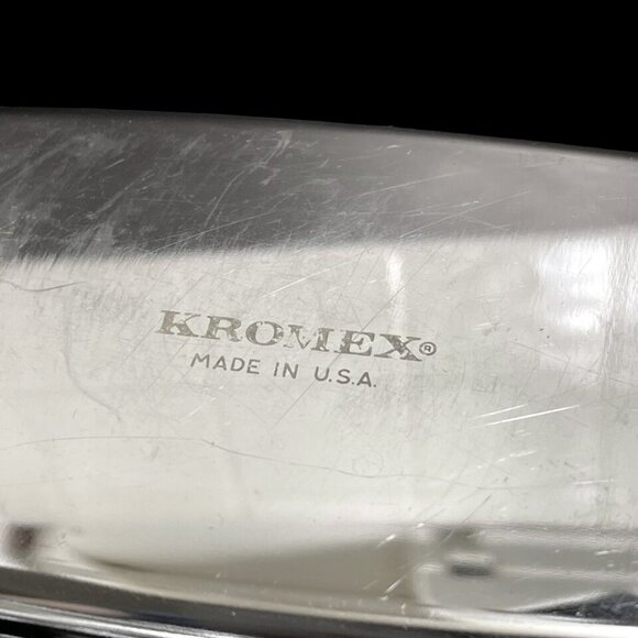 Vintage 1950s Kromex Chrome Covered Butter Dish with Glass Insert - Made in USA - Picture 8 of 10